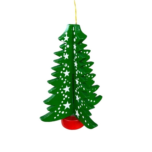 Vintage Midwest Imports Wooden Christmas Tree Ornament Stars Made in Taiwan 4.5” - Picture 2 of 8